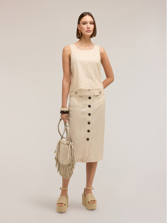 Motivi Motivi Blusa 2030Q001932N002 Crema Regular Fit