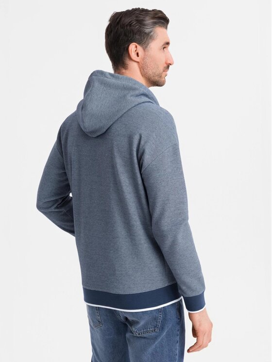 Ombre Ombre Mikina OM-SSZP-0191 Tmavomodrá Regular Fit
