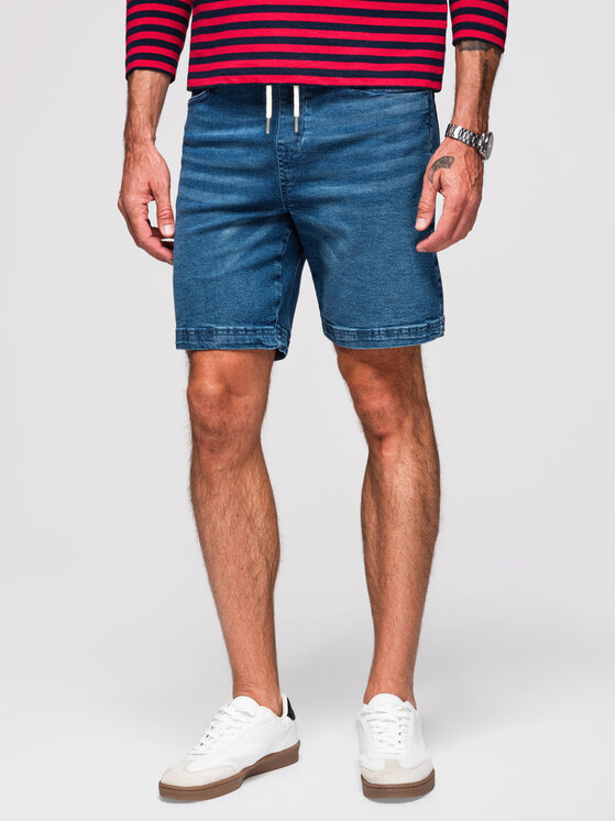 Ombre Ombre Džínové šortky OM-SRDS-0192 Tmavomodrá Slim Fit