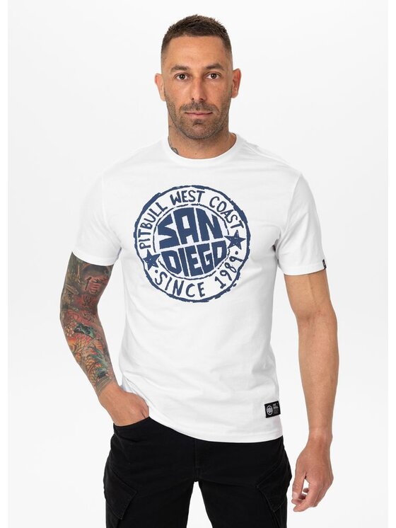 PITBULL PITBULL T-Shirt Koszulka męska SAN DIEGO SUN S Biały Regular Fit