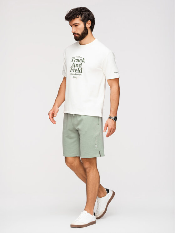 Ombre Ombre Szorty materiałowe OM-SRSK-0196 Zielony jasny Regular Fit