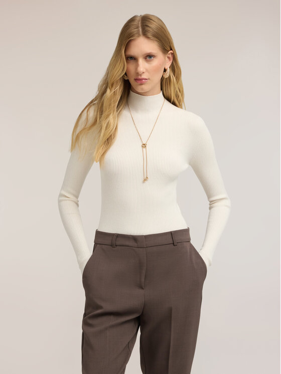 Motivi Motivi Sweter M339E002397N011 Biały Slim Fit