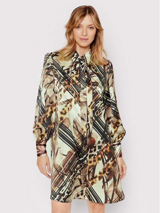 Marciano Guess Marciano Guess Košeľové šaty Chemisier 2RGK07 7099Z Hnedá Regular Fit