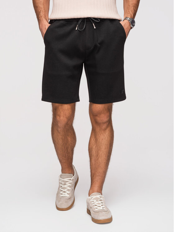 Ombre Ombre Szorty materiałowe OM-SRBC-0153 Czarny Regular Fit