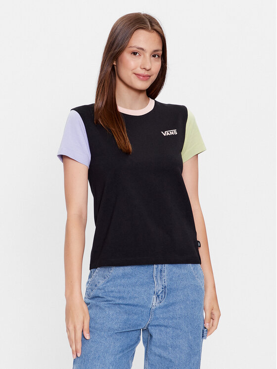 Vans Tricou Colorblock Crew VN000AEF Negru Regular Fit