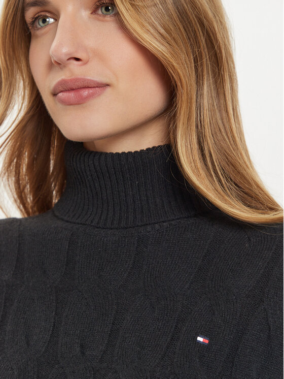 Tommy Hilfiger Tommy Hilfiger Rollkragenpullover WW0WW43102 Schwarz Regular Fit