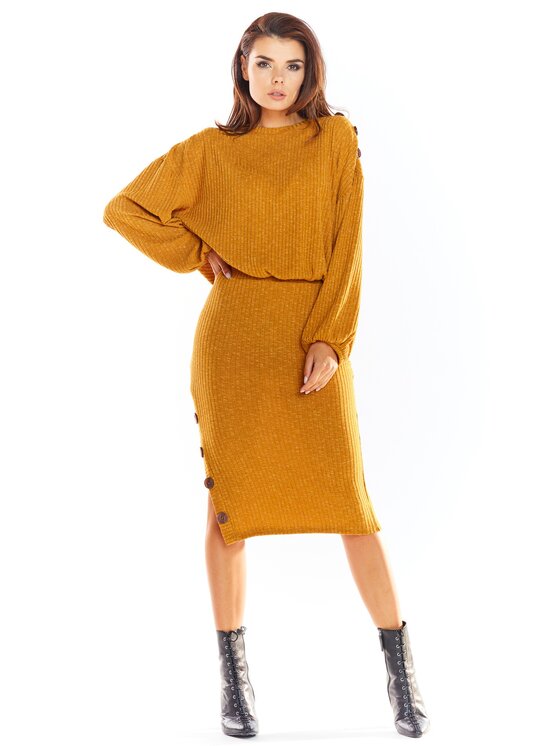 Awama Awama Spódnica A317 Brązowy Basic Fit