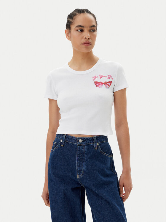 HUGO HUGO T-Shirt Delanor_2 50539132 Weiß Cropped Fit