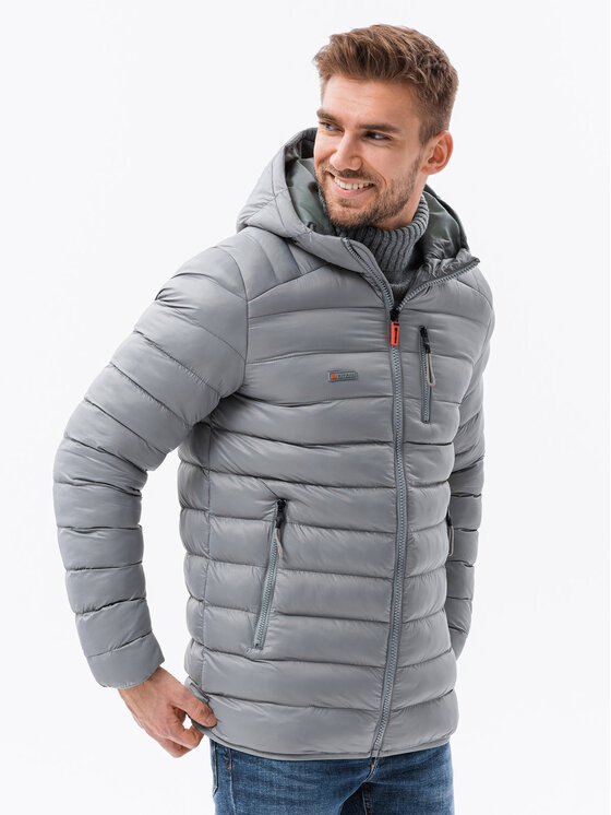 Ombre Ombre Zimní bunda C549 Šedá Regular Fit