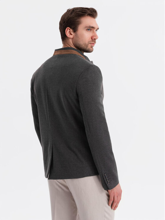Ombre Ombre Marynarka OM-BLZB-0131 Czarny Regular Fit