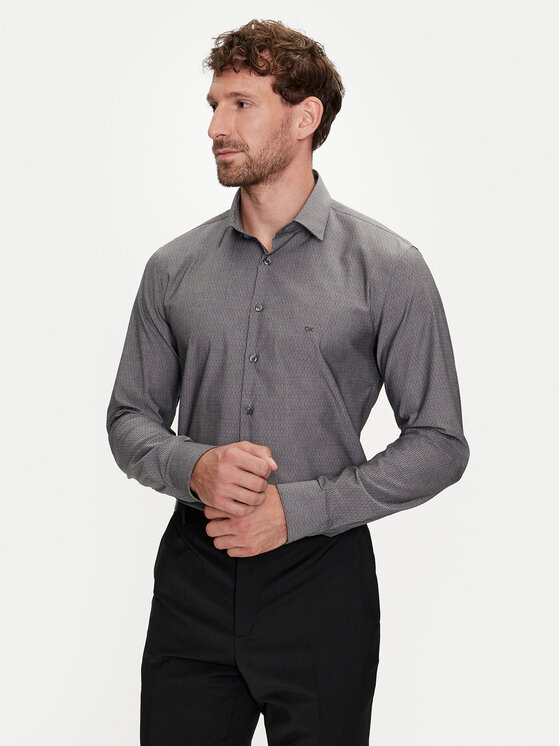 Férfi Ing Calvin Klein, Méret: 41, Szürke, K10K113165