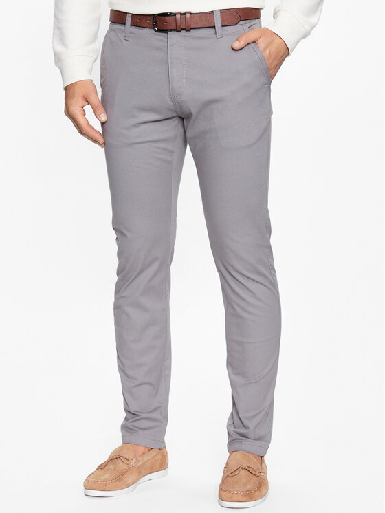 INDICODE INDICODE Kalhoty z materiálu Gower 65-159 Šedá Regular Fit
