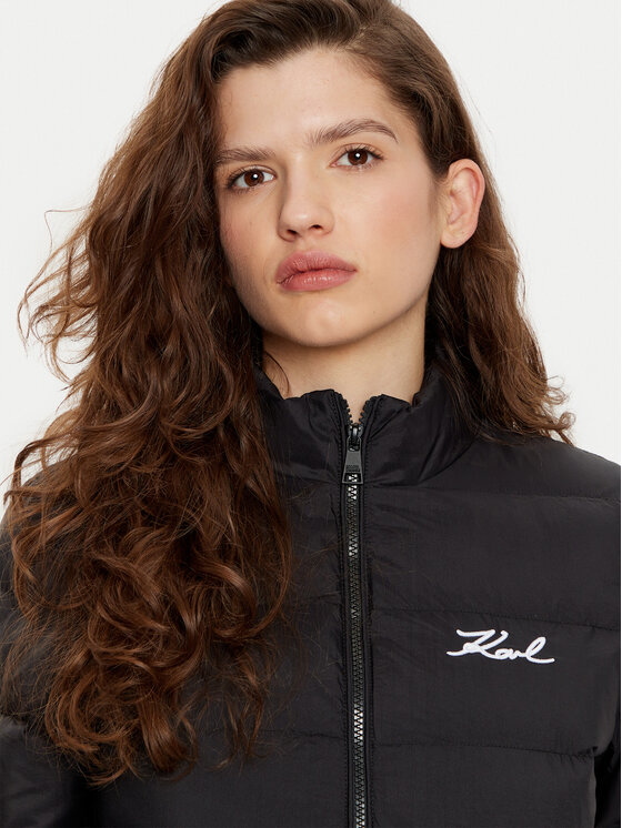 KARL LAGERFELD KARL LAGERFELD Pehelykabát 246W1513 Fekete Slim Fit