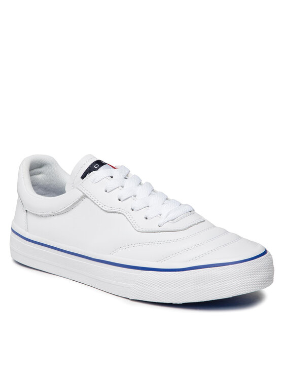 Tommy Jeans Tenis superge Leather Soccer Vulc EM0EM01026 Bela