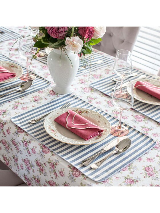 Roseberry Home Roseberry Home Podkładka na stół dwustronna Rose Garden & Stripes Różowy