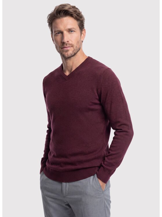 Pako Lorente Pako Lorente Sweter P26WB-2X-003 Bordowy Straight Fit
