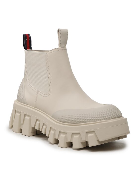 Tommy Jeans Tommy Jeans Kotníková obuv s elastickým prvkem Rubber Rain EN0EN02234 Écru