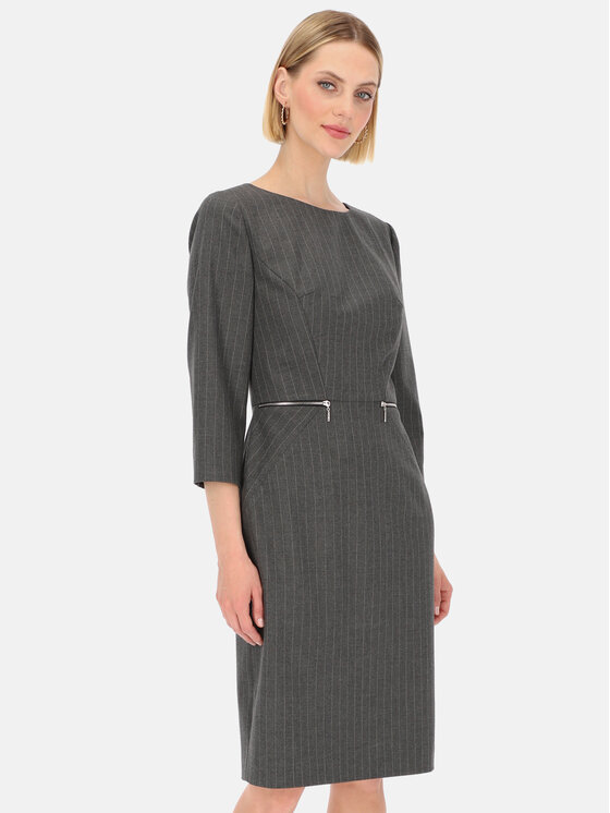 Sukienka elegancka Potis & Verso, Rozmiar 38, Szara, Carla