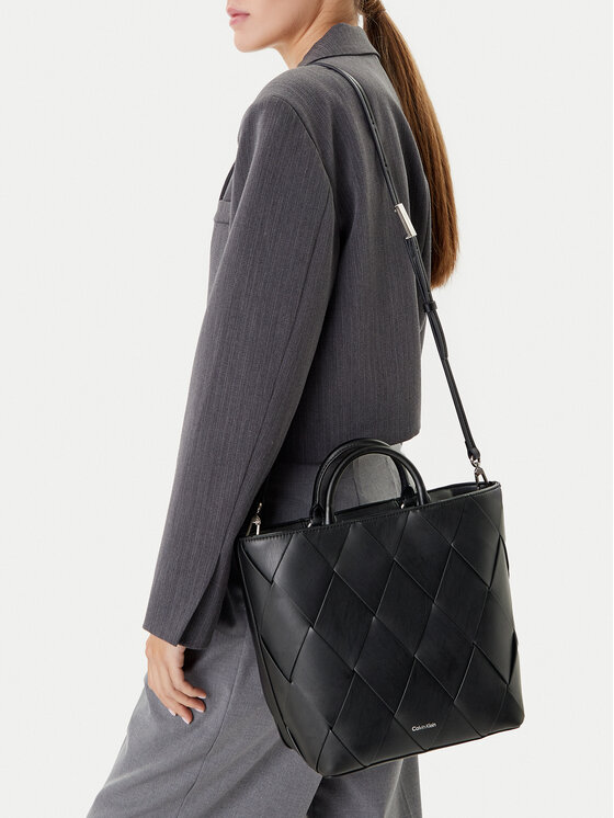 Calvin Klein Calvin Klein Geantă Ck Woven Medium Tote K60K613176 Negru