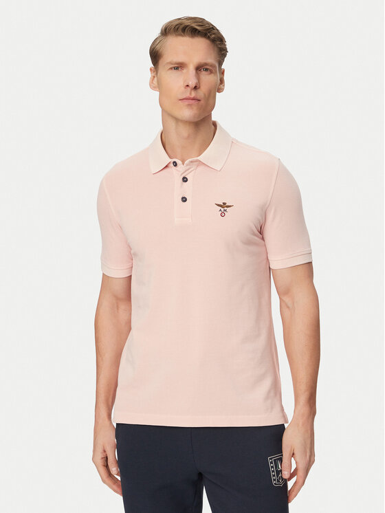 Aeronautica Militare Tricou polo 261PO1925UP00406 Roz deschis Regular Fit