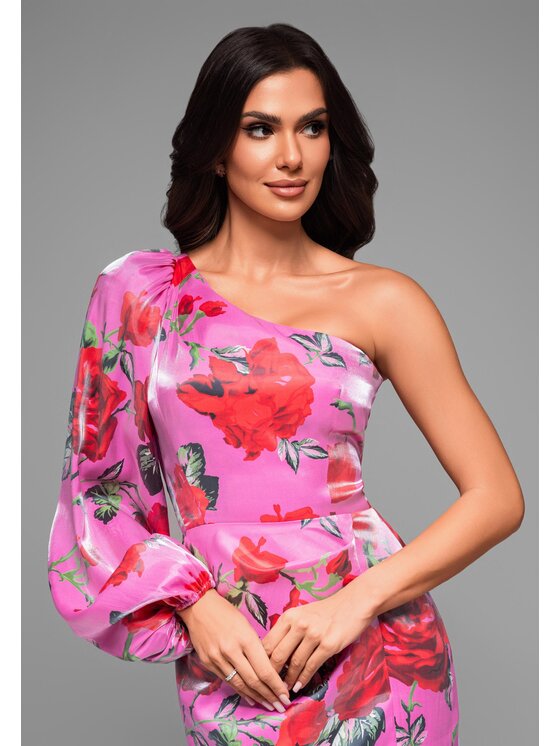Ombre Ombre Sukienka koktajlowa LA-OM-DLR061 Różowy Regular Fit
