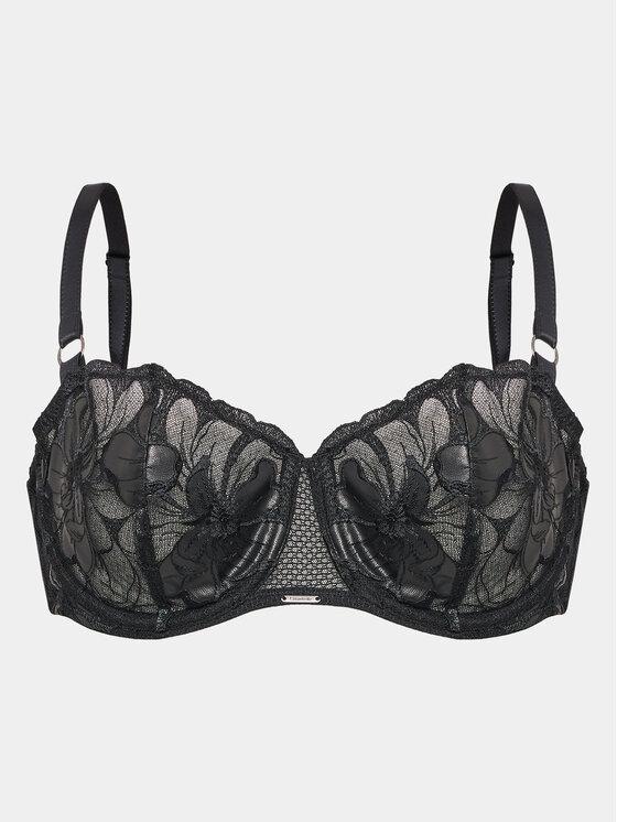 Chantelle Chantelle Biustonosz z fiszbiną Fleurs Si C12Q50 Czarny