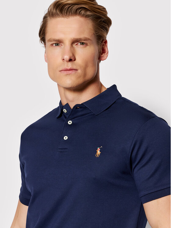 Polo Ralph Lauren Polo Ralph Lauren Тениска с яка и копчета 710685514003 Тъмносин Slim Fit