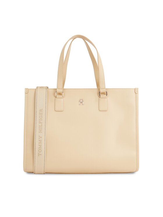 Geantă Tommy Hilfiger Th Monotype Tote AW0AW15978 Bej