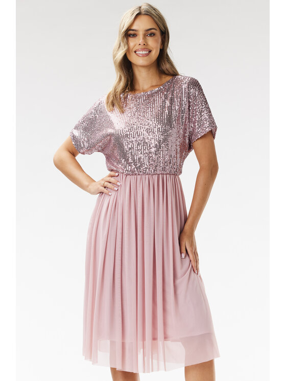 Awama Awama Sukienka wieczorowa A689 Różowy Basic Fit