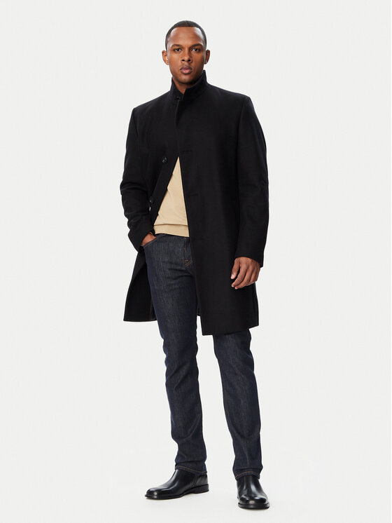 HUGO HUGO Вълнено палто 50569223 Черен Regular Fit