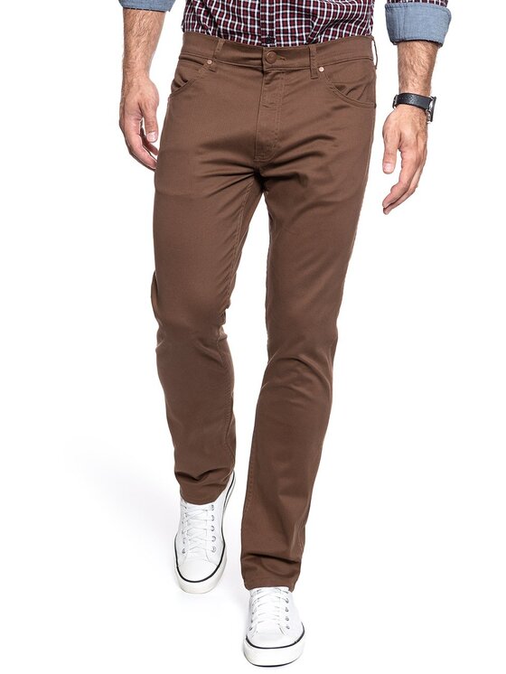 Wrangler Wrangler Pantaloni di tessuto GREENSBORO Marrone Straight Fit