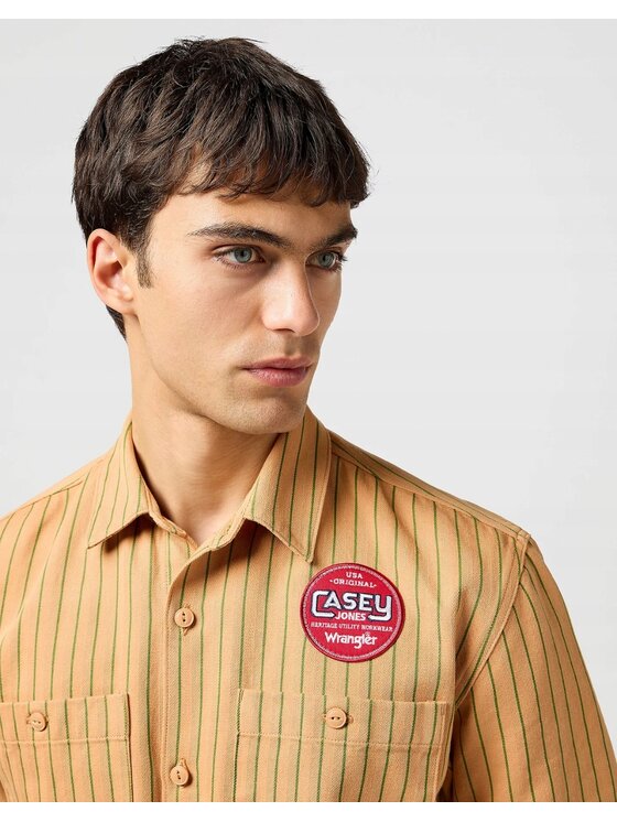 Wrangler Wrangler Koszula Casey Jones Mechanic Shirt Short Sleeve Pomarańczowy Basic Fit