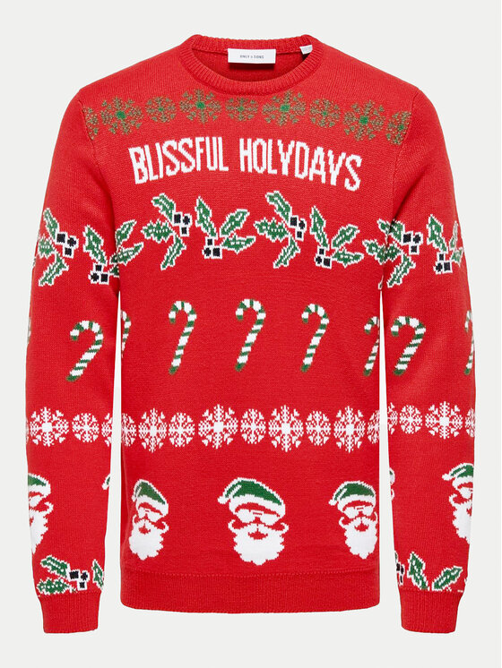Only & Sons Only & Sons Sweater Xmas 22031171 Piros Regular Fit
