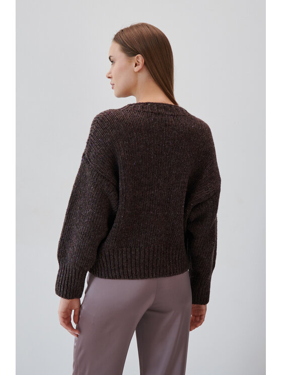 Fobya Fobya Sweter F2055 Brązowy Basic Fit