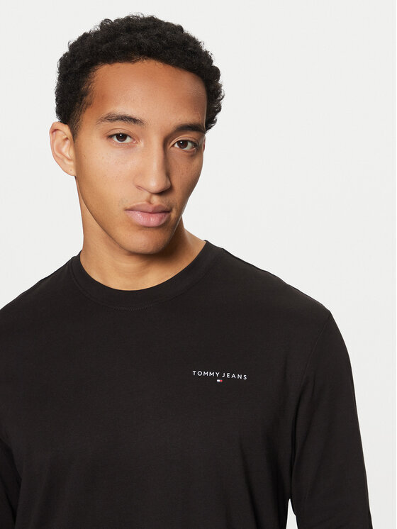 Tommy Jeans Tommy Jeans S dlhými rukávmi Linear DM0DM21138 Čierna Slim Fit