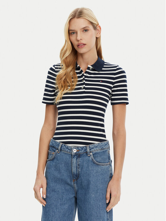 Tommy Hilfiger Tommy Hilfiger Polo 1985 WW0WW43225 Granatowy Slim Fit
