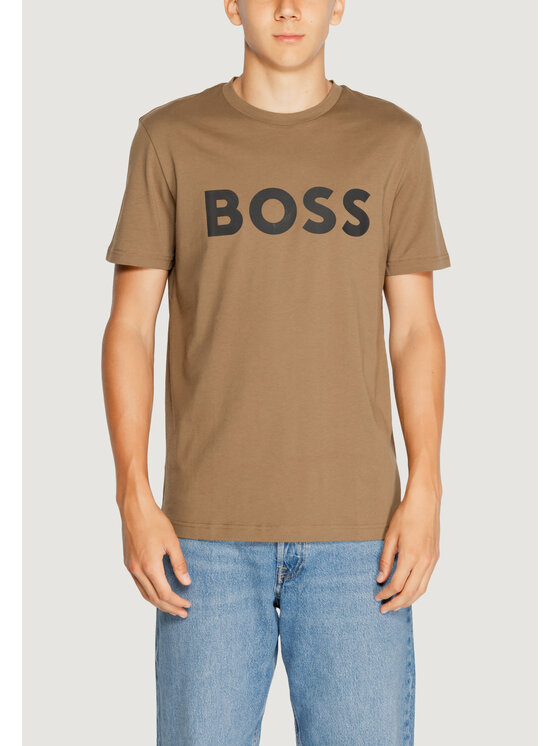 BOSS Boss T-shirt THINKING 1 Marrone Shirt Fit