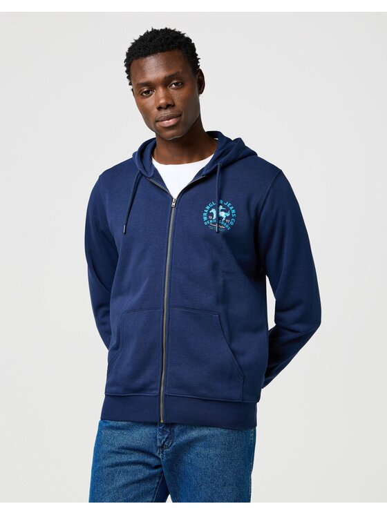 Wrangler Wrangler Felpa GRAPHIC ZIP HOODIE Blu Regular Fit