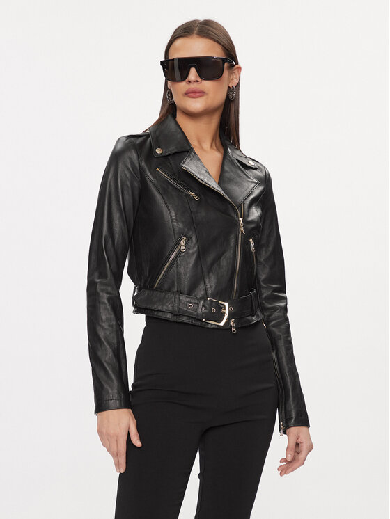 Patrizia Pepe Patrizia Pepe Μπουφάν δερμάτινο CO0732/L1HZ-K103 Μαύρο Regular Fit