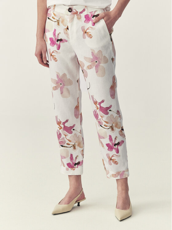 TATUUM TATUUM Bavlnené nohavice SEREMI 4 Biela Loose Fit