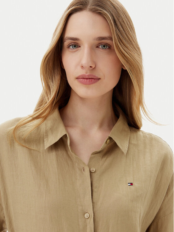 Tommy Hilfiger Tommy Hilfiger Πουκάμισο WW0WW46169 Μπεζ Loose Fit