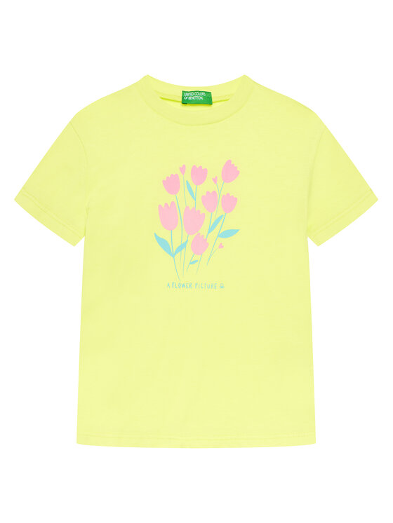 United Colors Of Benetton T-Shirt 3JERG10J3 Żółty Regular Fit