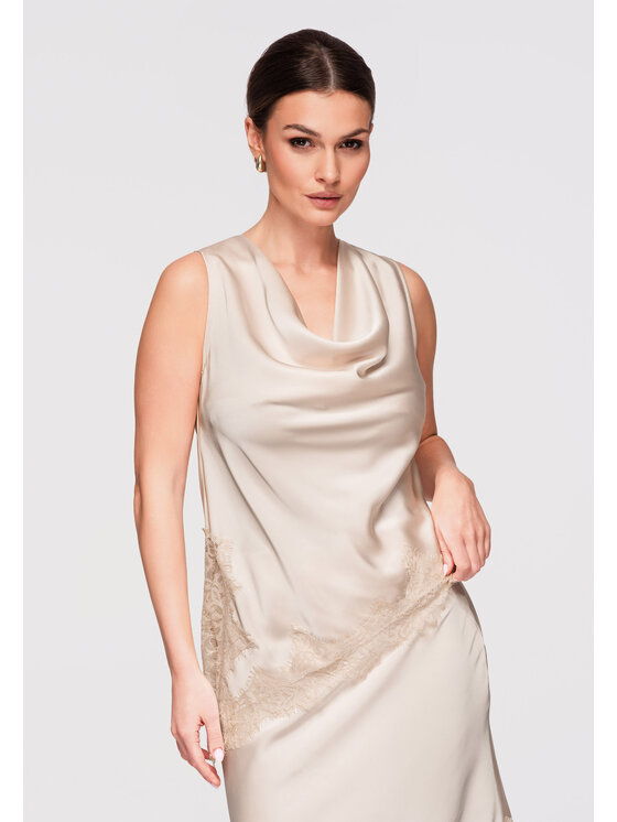 Ombre Ombre Bluzka OW-TS-E0030 Beżowy Loose Fit