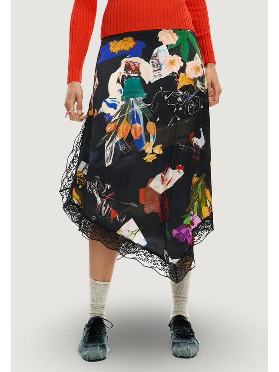 Desigual Desigual Spódnica FAL_VENT_ARTY Czarny Egg Fit