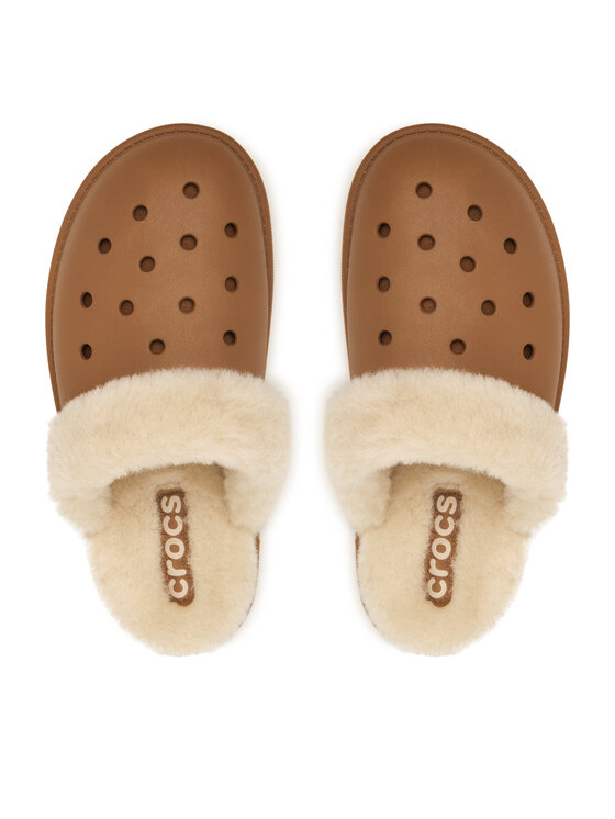 Crocs Crocs Пантофи Classic Fuzz Scuff 212143 Кафяв