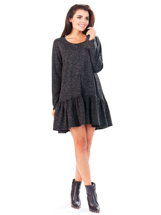 Awama Awama Sukienka codzienna L056 Szary Basic Fit