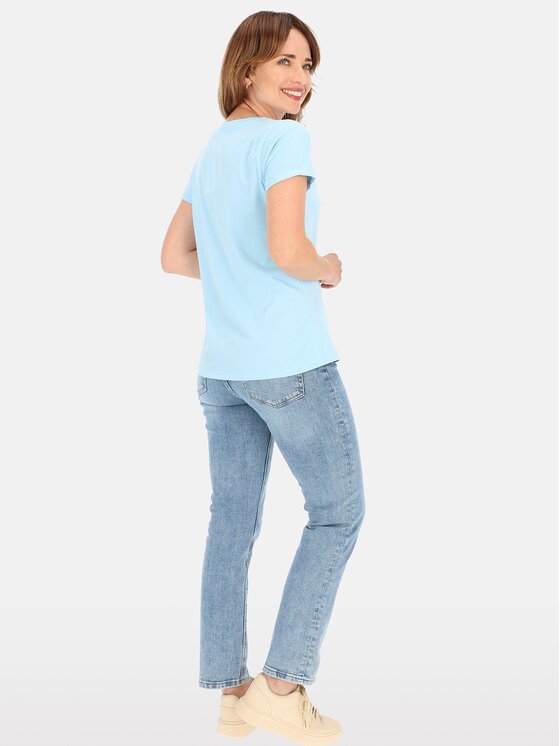 Perso Perso T-Shirt TCE245036F Błękitny Regular Fit