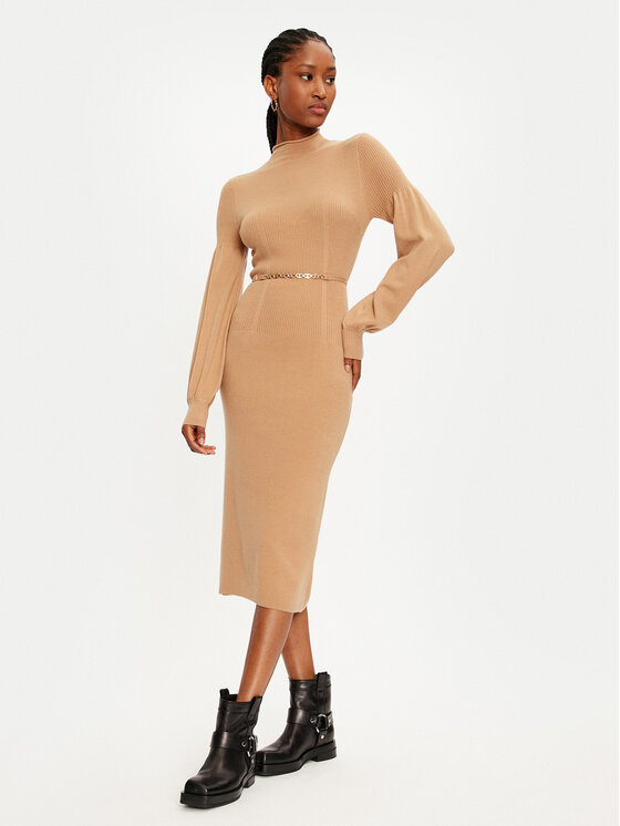 TWINSET TWINSET Džemper haljina 242TP3591 Bež Slim Fit