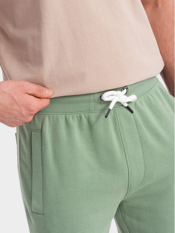 Ombre Ombre Spodnie dresowe OM-PABS-0206 Zielony Regular Fit