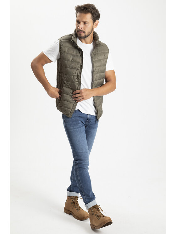 Cross Jeans Cross Jeans Kamizelka 40238-002 Khaki Regular Fit